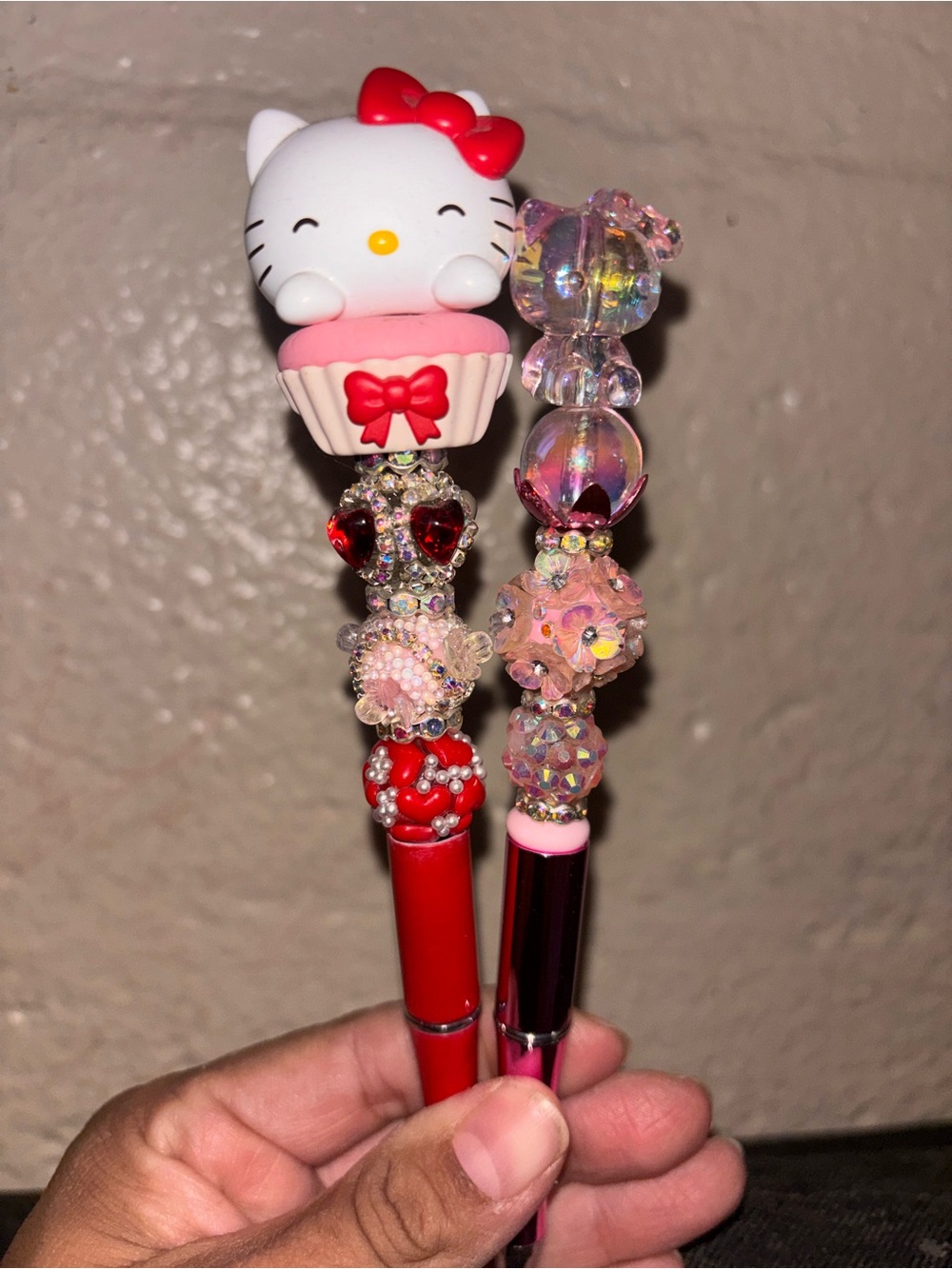 Hello Kitty Pink & Red Beaded Pen Set